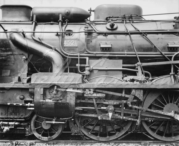 Detail of the Chapelon 12-wheel locomotive circa 1933, France