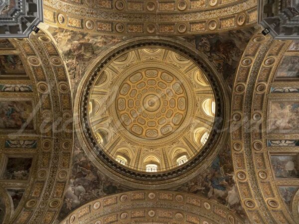 Central dome of the Church of the Gesù Nuovo in Naples, Italy, built between 1584 and 1725 replacing the former palace of Sanseverino.