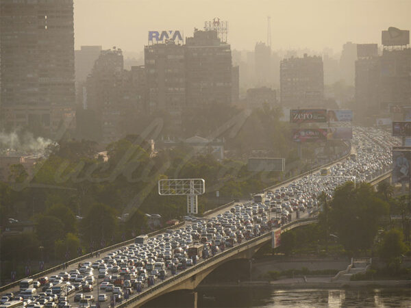 Traffic jam in downtown Cairo, Egypt