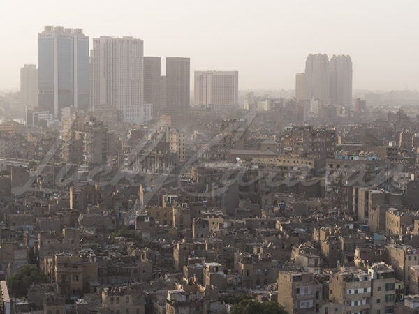 View of Cairo with modern skyscrapers emerging from the chaos of older constructions