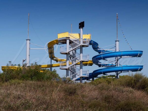 Waterslides at an aqua park.