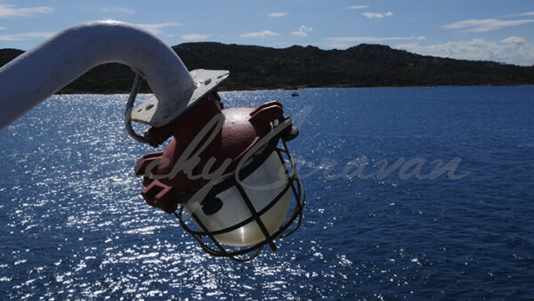 Vintage lamp post on a ferry in Sardinia, Italy