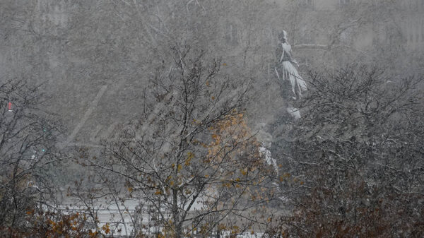 The Place de la Nation in Paris transfigured by the snow