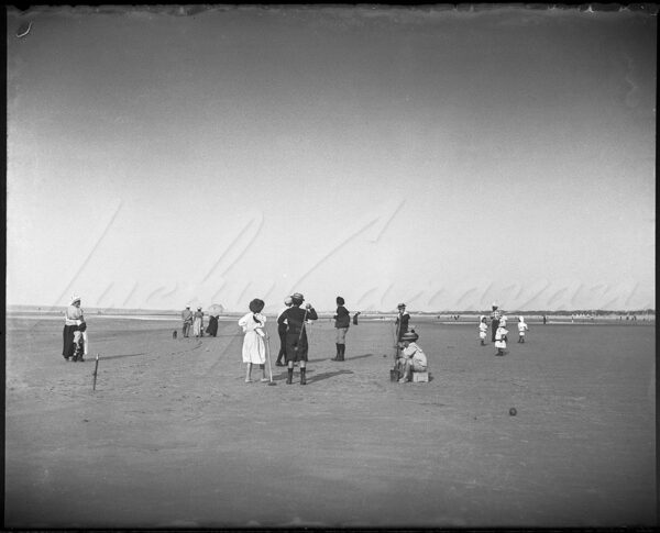 Game of croquet on the beach of Malo les Bains, Dunkirk, France, at the end of the 19th century