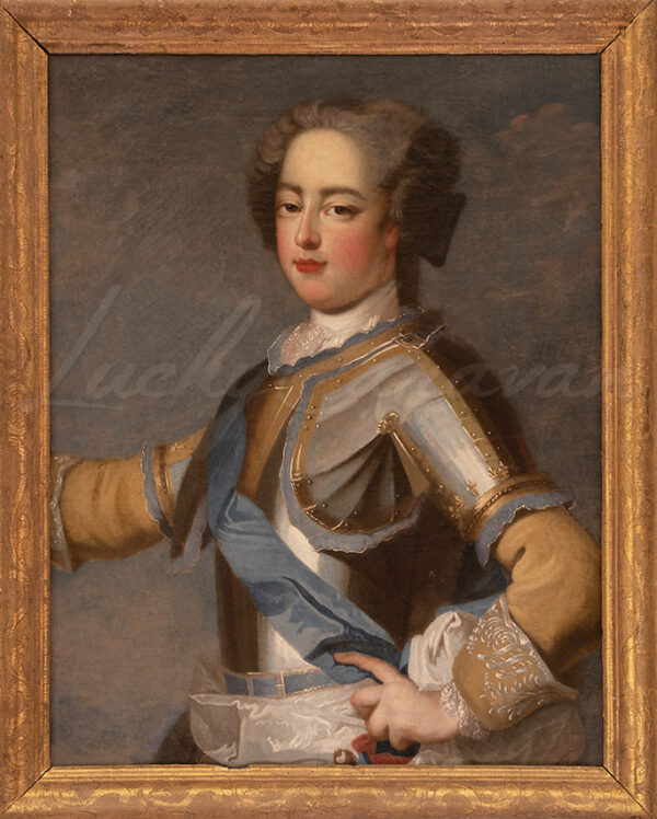 Portrait of Louis XV in armour. High resolution scan of an oil on canvas.