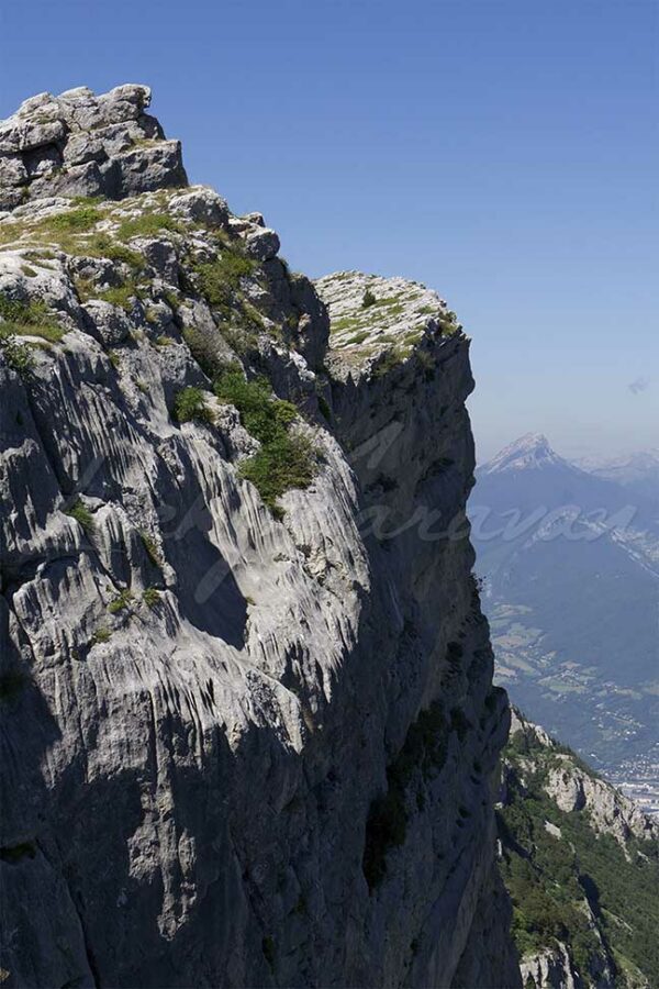 The Chartreuse mountain seen from the cliffs of the Moucherotte near Grenoble, France