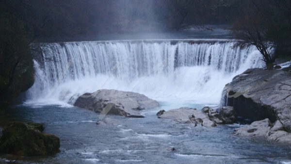 Saint Laurent Le Minier Waterfall in the Vis Gorges after heavy rains, Cévennes, Occitania, southern France
