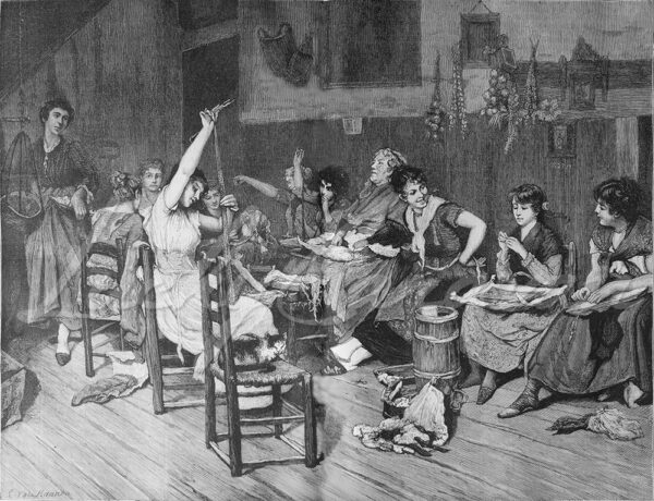 Bead stringers in Venice, late 19th century
