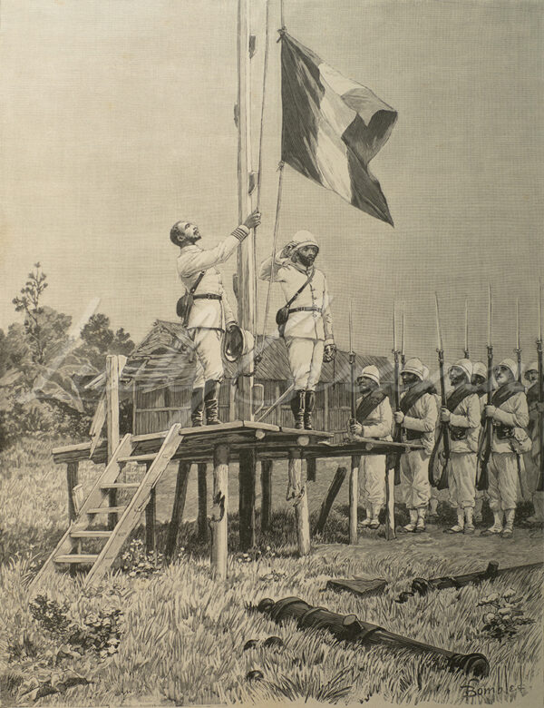 The Madagascar Expedition, 1895 - Hoisting the French flag...