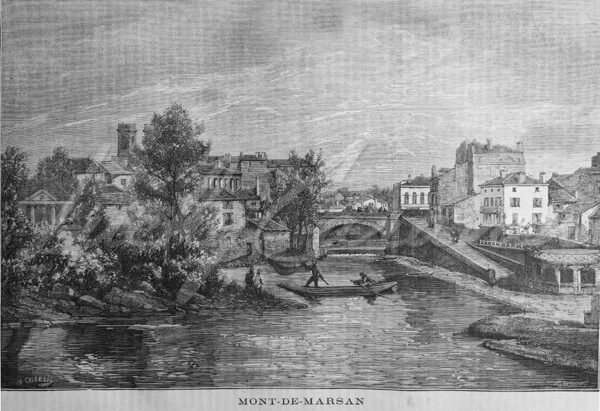 View of Mont-de-Marsan, the "City of Three Rivers", circa 1880