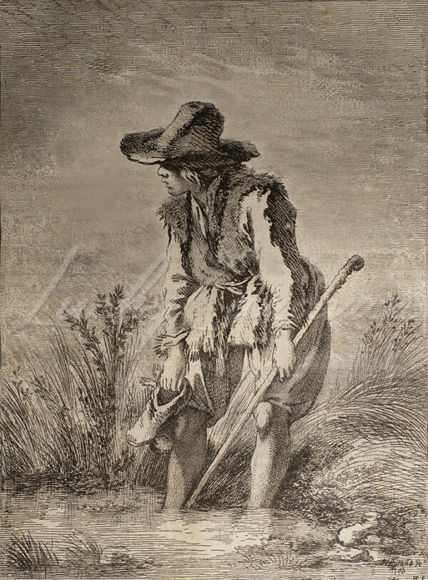 Peasant crossing a stream, by Boucher