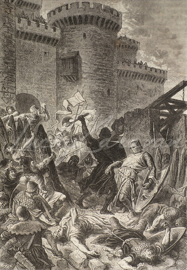 a medieval fight, inspired by Walter Scott's Ivanhoe