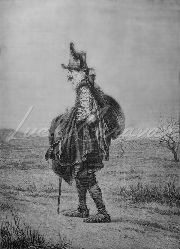 a wandering musician and his hurdy-gurdy, 17th century