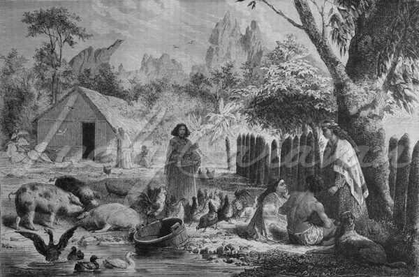 A native hut in Tahiti, circa 1880