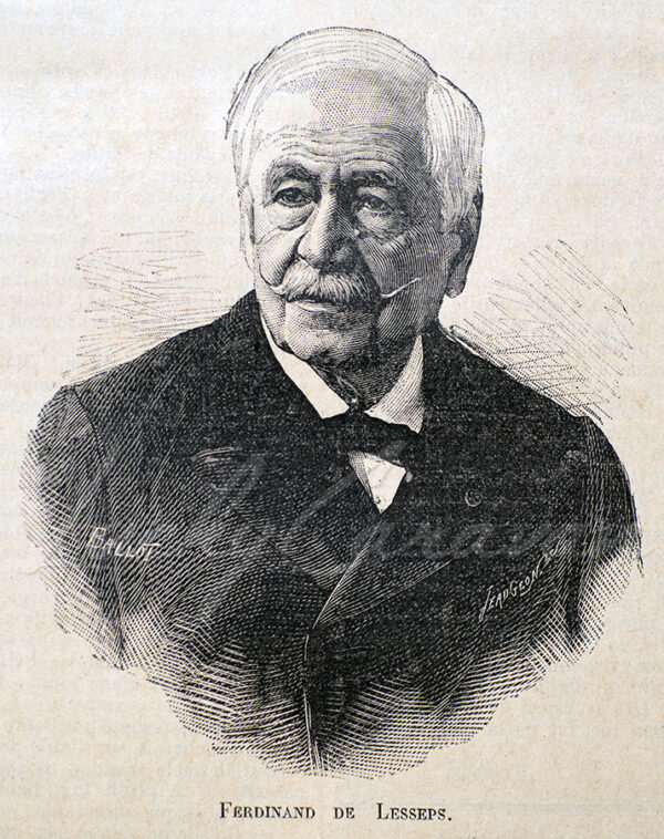 A portrait of an elderly Ferdinand de Lesseps