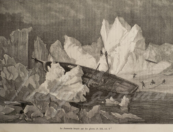 The USS Jeannette crushed by ice