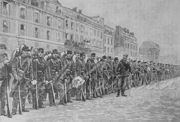 The Madagascar Expedition, 1895 - The expeditionary force halts in the courtyard of the station