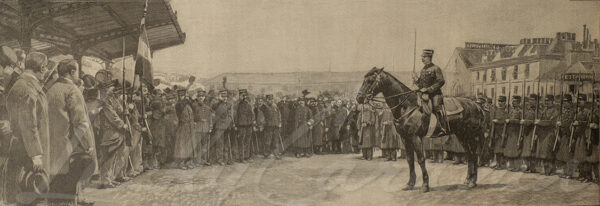 The Madagascar Expedition, 1895 - The Salute to the Flag before departure -