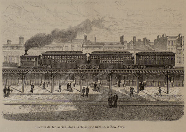 The overhead metro lines in New York circa 1852
