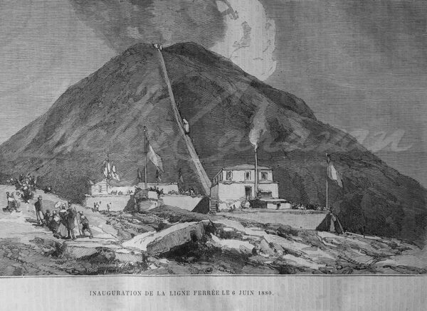 The funicular railway on the slopes of Vesuvius, shortly after its inauguration in 1880
