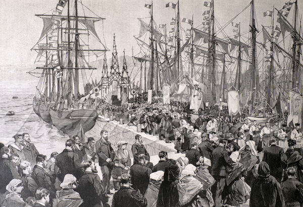 Before Icelandic fishing, blessing of the schooners. Late 19th century.