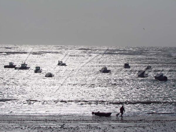 Fisherman back from an outing off the Atlantic coast