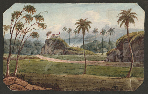 Exotic landscape watercolour from 1842