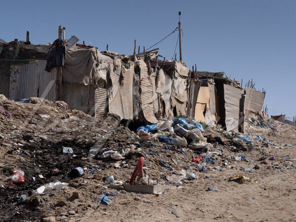 Unsanitary housing in the fishing village of El Arish, Morocco.
