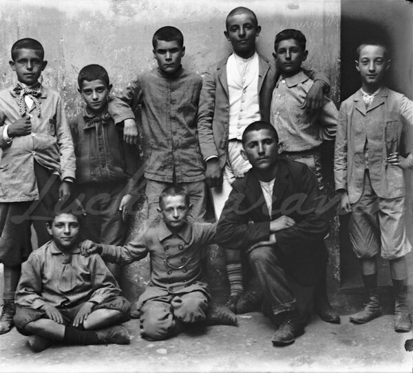Group of boys with their schoolteacher around 1900