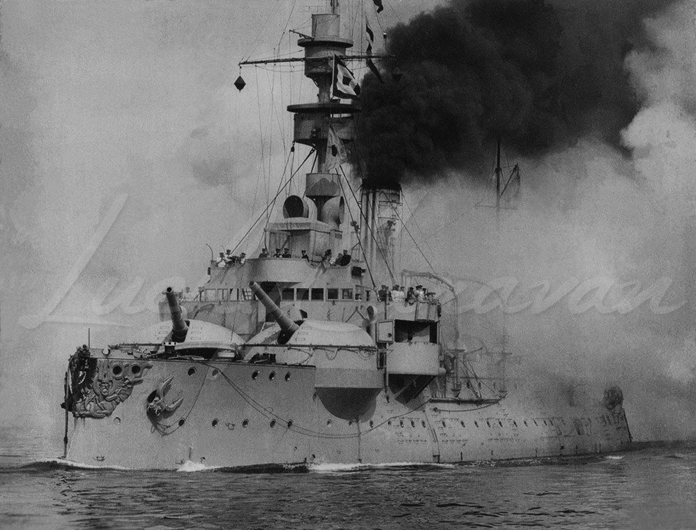 The SMS Odin of the Siegfried class, a coastal defence battleship of the Imperial German Navy. It was named after the god of Germanic mythology, Odin.