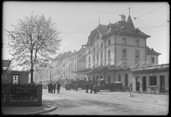 Customs in Saint Louis, Alsace, France, at the Swiss border circa 1930.
