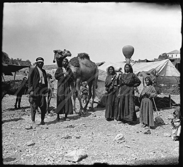 Palestine. Bedouins and their livestock in front of their tent in the early 20th century