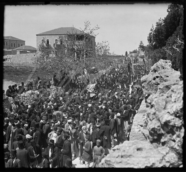 Pilgrimage in Palestine. Celebrations marking the Mawsim of Nabi Musa in the early 20th century. Today, pilgrims, whether from Jerusalem, Hebron or Nablus, travel directly to Nabi Musa. Jerusalem, the Holy City is no longer part of the pilgrimage route.