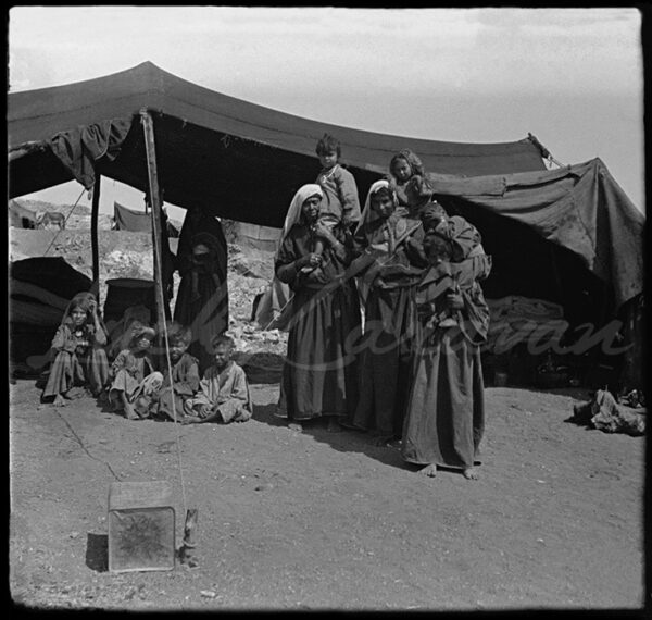 Palestine. A Bedouin family in front of their tent in the early 20th century
