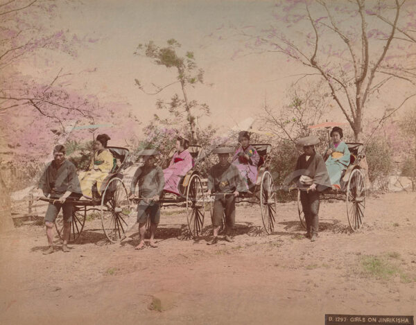 Young women in rickshaws, Japan, c. 1880.