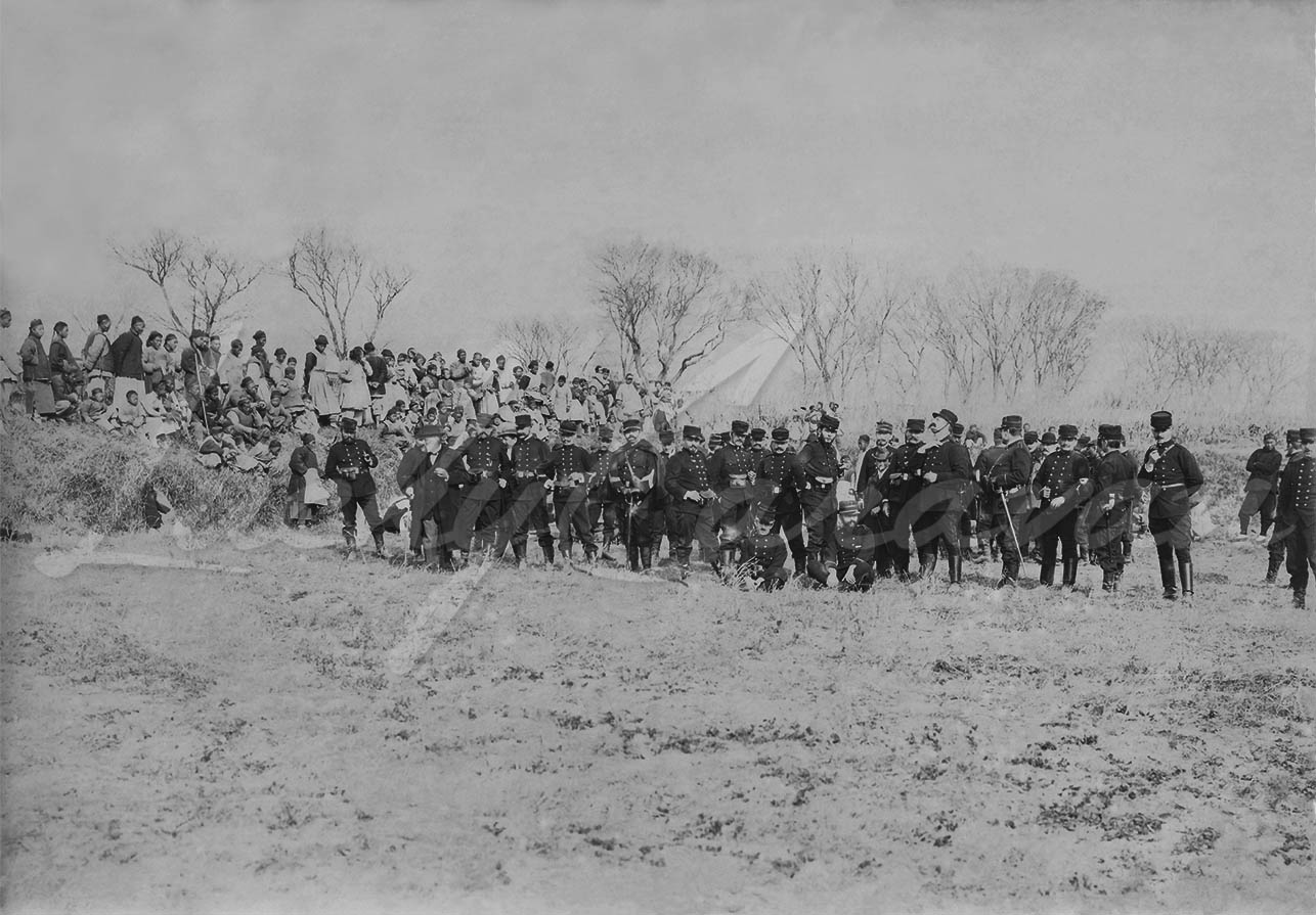 Boxer Rebellion. French volunteers defending the French concession in Shanghai, China, 1900.