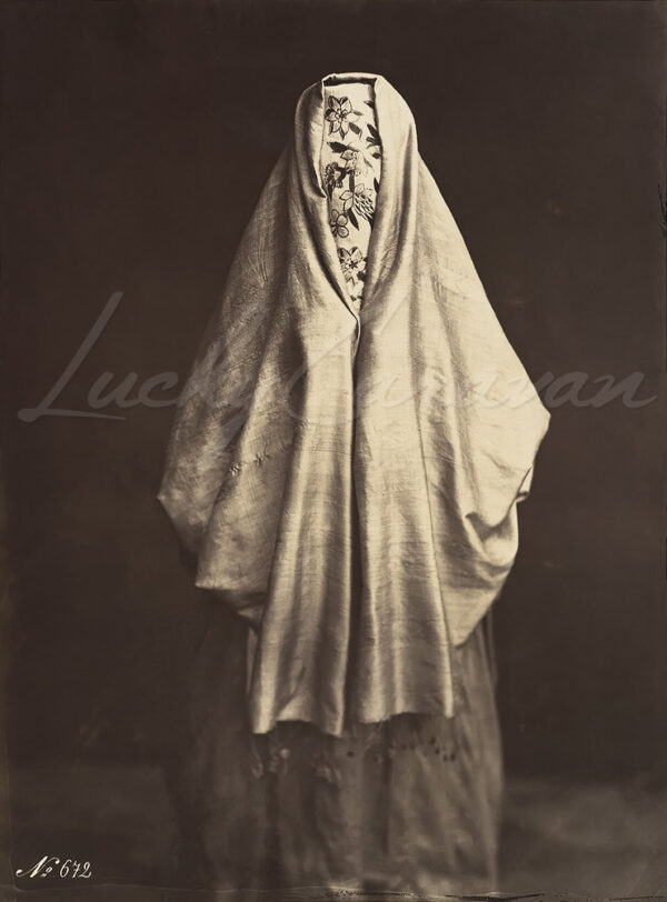 Syrian Muslim woman in street clothes, circa 1880. Photograph by Félix Bonfils (1831–1885).
